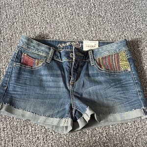 Arizona Jean Company Blue Jean Shorts with Embroidered Pockets